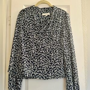 Navy and White Loft Blouse